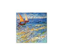 Artopweb MetalArt Materic 58 × 58 cm Tableau matériel 3D effet pinceau robuste prêt à accrocher écologique - The sea at Saintes-Maries de Van Gogh Vincent