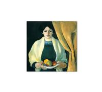 Artopweb MetalArt Materic 58 × 58 cm Tableau matériel 3D effet pinceau robuste prêt à accrocher écologique - Portrait with apples (portrait of the wife of the artist) par Macke August