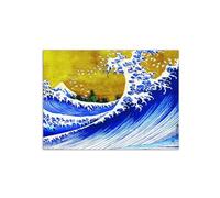 Artopweb MetalArt Materic 58 × 78 cm Tableau matériel 3D effet pinceau robuste prêt à accrocher décoration maison art design italien écologique - Homage to Hokusai - Grande vague d'Art Studio