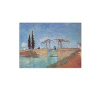 Artopweb MetalArt Materic 58 × 78 cm Tableau matériel 3D effet pinceau robuste prêt à accrocher décoration maison art design italien écologique - Homage to Van Gogh - The Langlois bridge