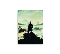 Artopweb MetalArt Materic 78 × 58 cm Cadre matériel 3D effet pinceau robuste prêt à accrocher écologique - Homage to Friedrich - The Wanderer above the Sea of Fog