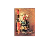 Artopweb MetalArt Materic 80 × 60 cm Cadre matériel 3D effet pinceau robuste prêt à accrocher écologique - Vase of white carnations and rose and bottle par Van Gogh Vincent
