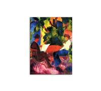 Artopweb MetalArt Materic 80 × 60 cm Tableau matériel 3D effet pinceau robuste prêt à accrocher décoration maison art design italien écologique - Couple at the garden table par Macke August