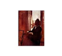 Artopweb MetalArt Materic 80 × 60 cm Tableau matériel 3D effet pinceau robuste prêt à accrocher décoration maison art design italien écologique - Woman at the window de Degas Edgar