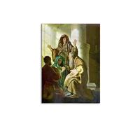 Artopweb MetalArt Materic 80 × 60 cm Tableau matériel 3D effet pinceau robuste prêt à accrocher décoration maison art design italien écologique - Hannah and Simeon in the temple de Rembrandt