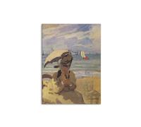 Artopweb MetalArt Materic 80 × 60 cm Tableau matériel 3D effet pinceau robuste prêt à accrocher écologique - Camille Monet on the beach at Trouville par Monet Claude