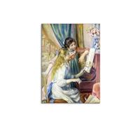 Artopweb MetalArt Materic 80 × 60 cm Tableau matériel 3D effet pinceau robuste prêt à accrocher écologique - Young girls at the piano de Renoir Pierre-Auguste