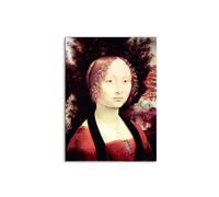 Artopweb MetalArt Materic 80 × 60 cm Tableau matériel 3D effet pinceau robuste prêt à accrocher écologique - Portrait of a Dame Genève Benci) par Da Vinci Leonardo