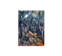 Artopweb MetalArt Materic 80 × 60 cm Tableau matériel 3D effet pinceau robuste prêt à accrocher écologique - Forest caves in the cliffs above the Chaì ?teau Noir par Cezanne Paul