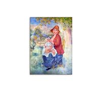 Artopweb MetalArt Materic 80 × 60 cm Tableau matériel 3D effet pinceau robuste prêt à accrocher écologique - The child at the chest maternity de Renoir Pierre-Auguste