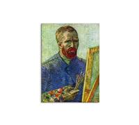 Artopweb MetalArt Materic 80 × 60 cm Tableau matériel 3D effet pinceau robuste prêt à accrocher écologique - Self-portrait in front easel par Van Gogh Vincent