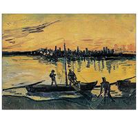 Artopweb TW17906 Van Gogh - Arles Le Port Le Soir Panneaux Décoratifs, Multicolore, 100x72 Cm