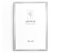 artower® Cadre Photo Aluminium Argent 10x15cm | Cadre Mural Décoratif pour Salon Chambre et Maison | Petit Tableau 10x15 | Cadre Décoration Dessin Diplôme et Poster 10 x 15 cm