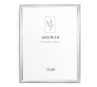 artower® Cadre Photo Aluminium Argent 15x20cm | Cadre Mural Décoratif pour Salon Chambre et Maison | Petit Tableau 15x20 | Cadre Décoration Dessin Diplôme et Poster 15 x 20 cm