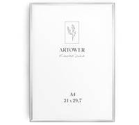 artower® Cadre Photo Aluminium Argent A4 | Cadre Mural Décoratif pour Salon Chambre et Maison | Grand Tableau DIN A4 21x30 cm | Cadre Décoration Dessin Diplôme et Poster 21 x 29,7cm