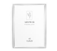 artower® Cadre Photo Aluminium Argent A5 | Cadre Mural Décoratif pour Salon Chambre et Maison | Petit Tableau DIN A5 15x21 cm | Cadre Décoration Dessin Diplôme et Poster 14,8 x 21cm