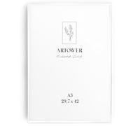 artower® Cadre Photo Aluminium Blanc A3 | Cadre Mural Décoratif pour Salon Chambre et Maison | Grand Tableau DIN A3 30x42 cm | Cadre Décoration Dessin Diplôme et Poster 29,7 x 42cm