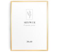 artower® Cadre Photo Aluminium Doré 30x40cm | Cadre Mural Décoratif pour Salon Chambre et Maison | Grand Tableau 30x40 | Cadre Décoration Dessin Diplôme et Poster 30 x 40 cm