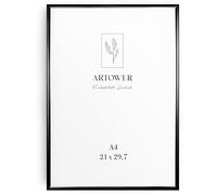 artower® Cadre Photo Aluminium Noir A4 | Cadre Mural Décoratif pour Salon Chambre et Maison | Grand Tableau DIN A4 21x30 cm | Cadre Décoration Dessin Diplôme et Poster 21 x 29,7cm
