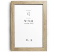 artower® Cadre Photo Bois Сhêne 10x15cm | Cadre avec Verre Acrylique Transparent 10 x 15 cm | Petit Tableau 10x15 | Mural Salon, Chambre, Décoration Dessin, Diplôme ou Cadeau d’Anniversaire