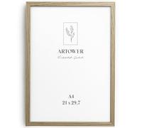 artower® Cadre Photo Bois Сhêne A4 | Cadre avec Verre Acrylique Transparent DIN A4 21 x 30 cm | Grand Tableau 21 x 29,7cm | Mural Salon, Chambre, Décoration Dessin, Diplôme ou Cadeau d’Anniversaire