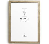 artower® Cadre Photo Bois Сhêne A5 | Cadre avec Verre Acrylique Transparent DIN A5 15 x 21 cm | Petit Tableau 14,8 x 21cm | Mural Salon, Chambre, Décoration Dessin, Diplôme ou Cadeau d’Anniversaire