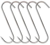 ARTOYS Lot de 5 crochets de boucher en acier inoxydable de S de 20 cm, s crochets,Crochet S pour BBQ,Viande,Saucisse,Batterie Cuisine,antirouille,robuste et durable.