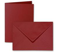 ARTOZ Lot de 15 cartes pliantes format B6 avec enveloppes, bordeaux, rouges, 120 x 169 mm, nervurées, vierges, avec enveloppes, 220 g/m²