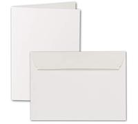 ARTOZ Lot de 50 cartes pliantes format A6 avec enveloppes - Ivoire (crème) - 105 x 148 mm - Cartes de bricolage côtelées vierges avec enveloppes - 220 g/m²