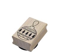 Artoz Tampon en Bois - Boule de Noël 50 x 35 mm - Motif pour Création de Cartes de Noël, Invitations, Salutations