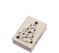 ARTOZ Tampon en caoutchouc - Tampon en bois - „Sapins de Noël avec étoiles“ - 70 x 50 mm - Tampon à motif pour création de cartes de Noël, invitations, salutations