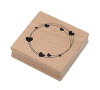 Artoz Tampon en bois - Cercle avec cœur - 60 x 60 mm - Tampon à motif pour la fabrication de cartes d'invitation, anniversaire, salutations