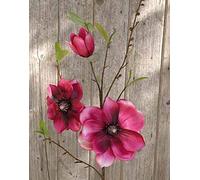 artplants.de Branche de Magnolia Artificielle FINAH, Rose Fuchsia, 80cm - Faux Magnolia - Fleur Artificielle