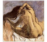 ArtPlaza Degas Edgar - Female Combing Hair Panneau Décoratif, Bois, Multicolore, 70 x 1.8 x 70 cmAS93066