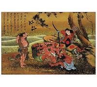 artplaza Hokusai katsushika-tametomo and the Demons Panneau décoratif, bois mDF, multicolore, 135 x 90 cm