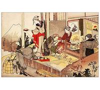 ArtPlaza Hokusai Katsushika-The Studio of Netsuke Panneaux Decoratifs, Bois MDF, Multicolore, 135x90 Cm