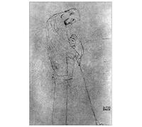ArtPlaza Klimt Gustav-Woman and Man Standing in Profile Panneaux Decoratifs, Bois MDF, Multicolore, 90x135 Cm