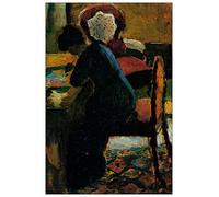 ArtPlaza Macke August - Elisabeth at The Desk Panneau Décoratif, Bois, Multicolore, 60 x 1.8 x 90 cmAS91374