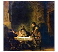 ArtPlaza Rembrandt-Christus in Emmaus Panneaux Decoratifs, Bois MDF, Multicolore, 70x70 Cm