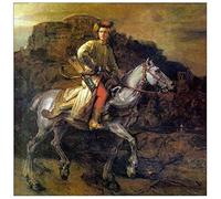 ArtPlaza Rembrandt - The Polish Rider Panneau Décoratif, Bois, Multicolore, 70 x 1.8 x 70 cmAS93314