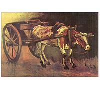 ArtPlaza Van Gogh Vincent - Ox carts with Brown Ox Panneau Décoratif, Bois, Multicolore, 90 x 1.8 x 60 cmAS91164
