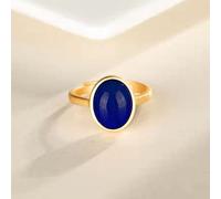 ARTQ Anneau De Pierre Agate Bleue Bague en Pierre Naturelle Femmes Bague D'Ouverture Réglable Vintage Simple Anneaux D'Articulation Saint-Patrick Cadeau De Fête Bijoux pour Femme Petite Amie Maman