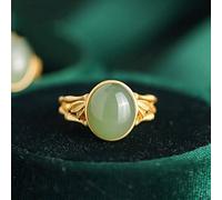 ARTQ Anneau De Pierre Agate Verte Noeuds De Bambou Bague À Ouverture Réglable en Pierre Naturelle pour Femme Boho Délicate Vintage Déclaration Anneaux Cadeau De La Saint-Patrick pour Maman Soeur Femm