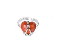 ARTQ Anneau De Pierre Amour Jaspe Rouge Bague en Pierre Naturelle Femmes Ouverture Réglable Fil Enveloppé Bague Vintage Simple Élégant Bague Cadeau Fête des Mères Bijoux pour Femme Petite Amie Mama