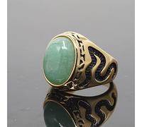 ARTQ Anneau De Pierre Bague Ovale en Pierre Naturelle D'Aventurine Verte Style Punk À La Mode Bagues De Déclaration Jour Commémoratif Cadeaux Bijoux pour Femmes Hommes (Diamètre Intérieur: 17,3 Mm)