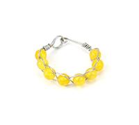 ARTQ Anneau De Pierre Citrine Pierre Naturelle Anneau Travail Manuel Couleur Argent Perlé Anneau À La Mode Vintaget Satement Anneaux Simples Cadeau Saint Valentin pour Femme Petite Amie Maman