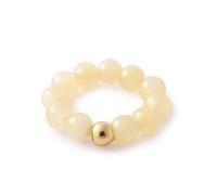 ARTQ Anneau De Pierre Citrine Pierre Naturelle Bague Or Colo Perlé Ouverture Réglable Bague Boho Simple Classique Déclaration Saint Valentin Cadeau pour Femme Petite Amie Maman