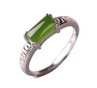 ARTQ Anneau De Pierre Jade Vert Carré Pierre Naturelle Bague D'Ouverture Réglable Femmes Délicates Vintage Déclaration Anneaux Cadeau De La Saint-Patrick pour Maman Soeur Femme Et Petite Amie