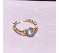 ARTQ Anneau De Pierre Labradorite Pierre Naturelle Ouverture Réglable Bague Ronde Tempérament À La Mode La Bague Rétro Cadeau d'anniversaire pour Maman Soeur Femme Et Petite Amie