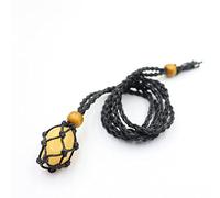 ARTQ Collier Citrine Noir Pierre Naturelle Réglable 50 cm Unisexe Chic Simple Bijoux Cadeau Pour Hommes Et Femmes